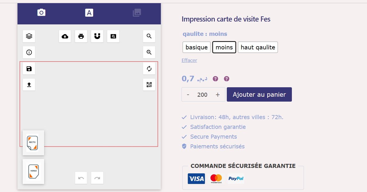 Impression carte de visite Fès